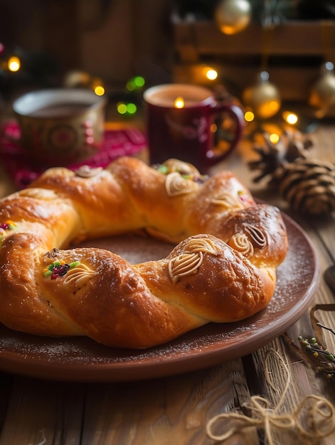 Three Kings Bread also called Rosca de Reyes Roscon Epiphany Cake traditionally s Generative AI