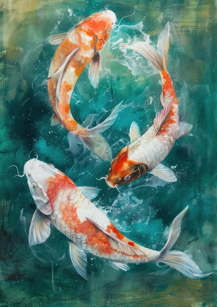 3 コイ魚 泳ぐ動物 カープ
