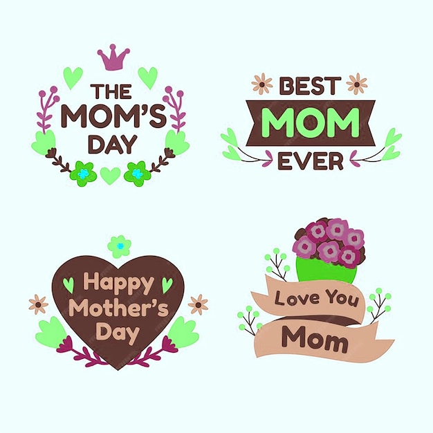 Photo three labels for moms day and moms day one day