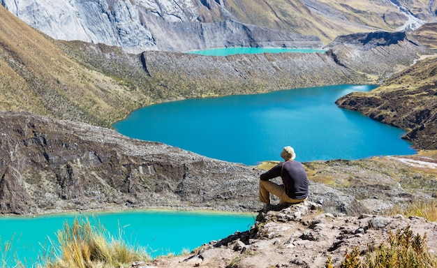 The three lagoons at the Cordillera Huayhuash, Peru