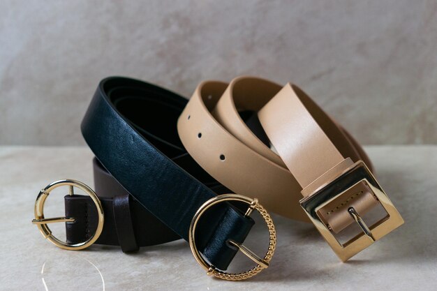 Photo three leather belts