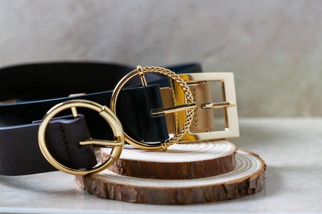 Three leather belts