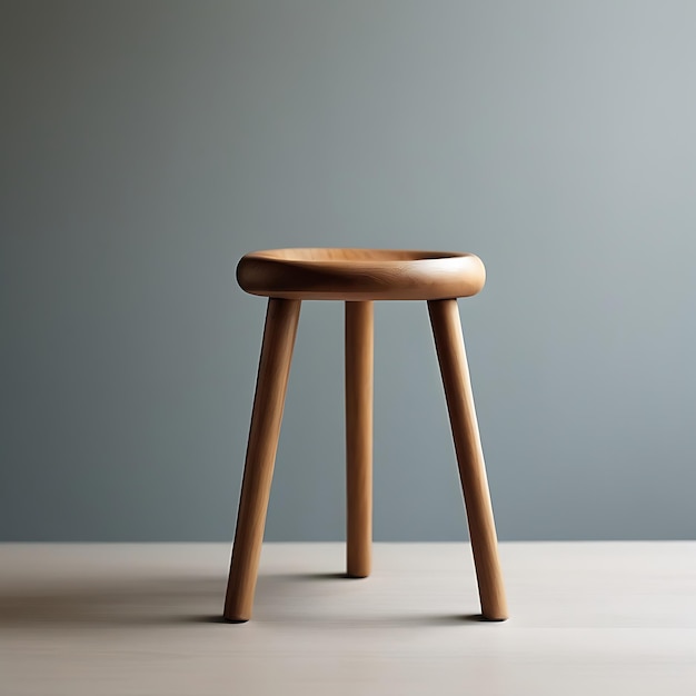 Three leg wooden stool isolated