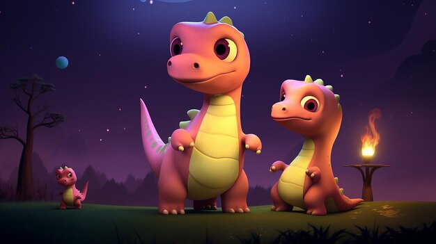 Three Little Dinosaurs Playing