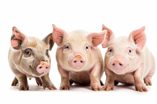 Three Little pigs on an isolated white background