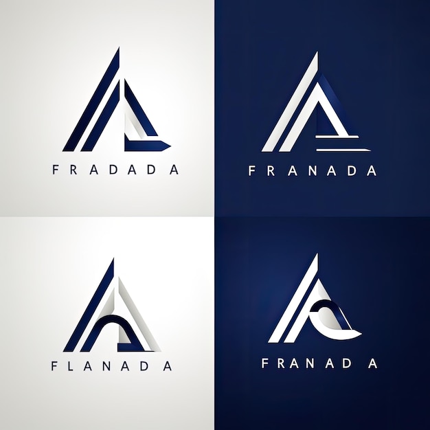 Фото Три логотипа синего и белого логотипа со словом альпака.
