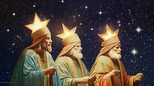 Photo the three magi king of orient epiphany celebration the three wise men illustration melchior caspar and balthasar