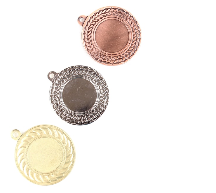 Photo three medals isolated on white