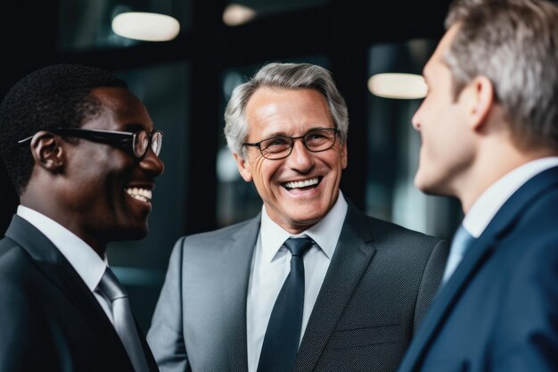 Photo three men dressed in suits and ties suitable for corporate or businessrelated themes