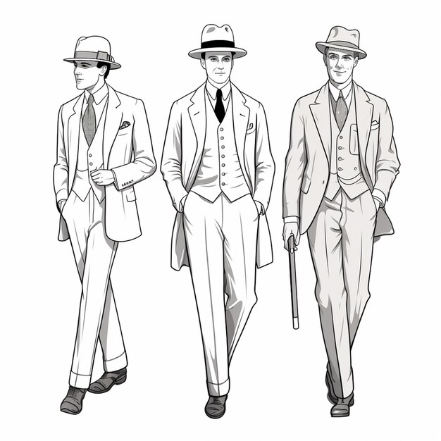 Photo three men in suits and hats are standing next to each other generative ai