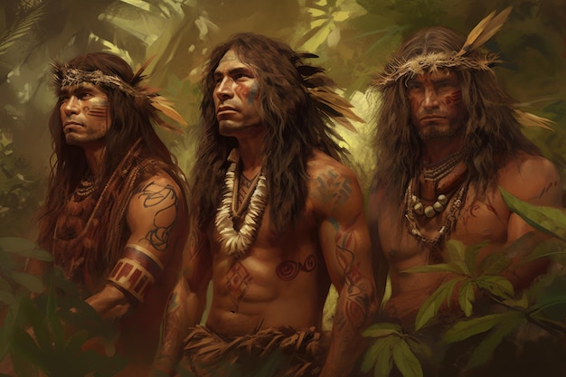 아메리카 부족의 세 남자