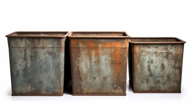 Three Metal Containers Situated Together