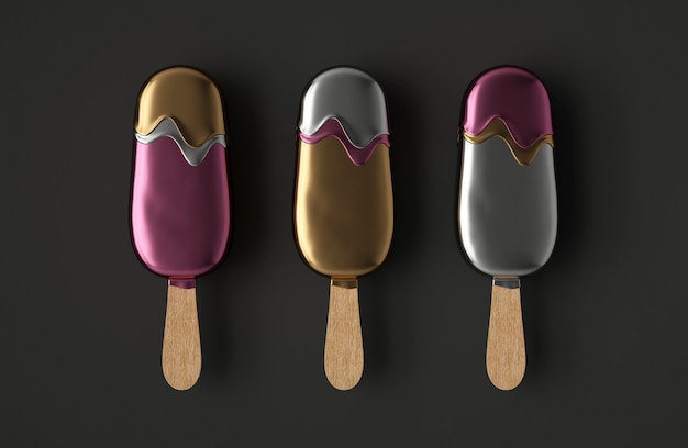 Three metallic ice cream