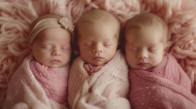 3人の新生児新生児の写真撮影