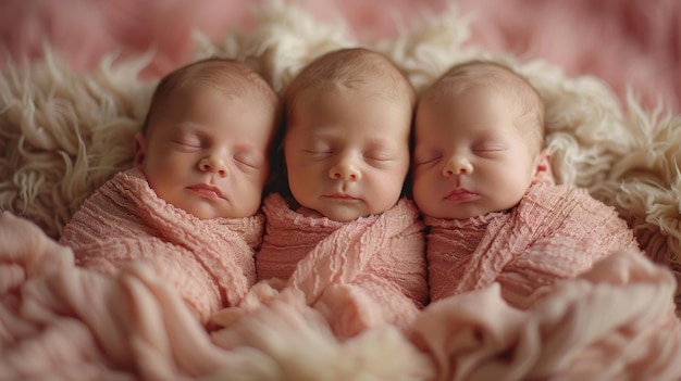 새로 태어난 세 명의 어린이 새로 태어난 아기의 사진 촬영