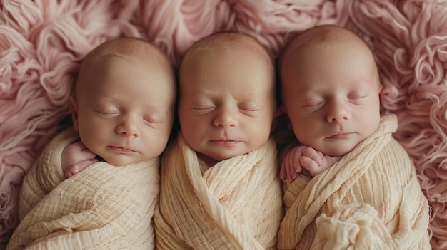 Three newborn children Photo shoot of newborn babies