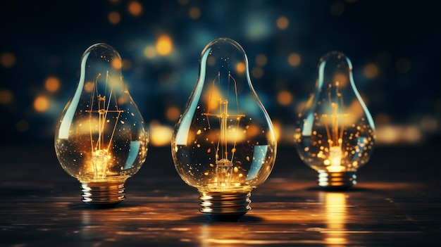 イノベーションと創造性のコンセプトとして 奇妙な形の3つの電球