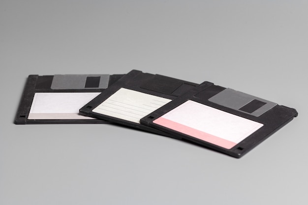 Three old computer diskette