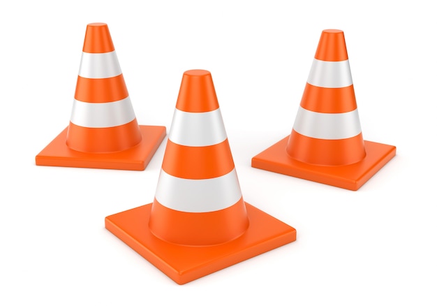 Photo three orange road cones