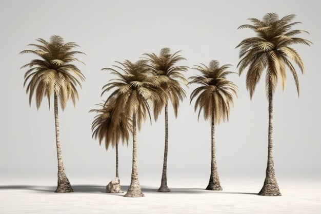 Three palm trees standing together Generative AI