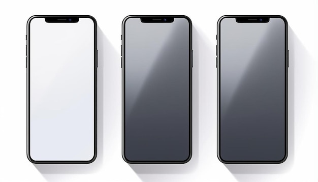 three phones are lined up one of which has a black case