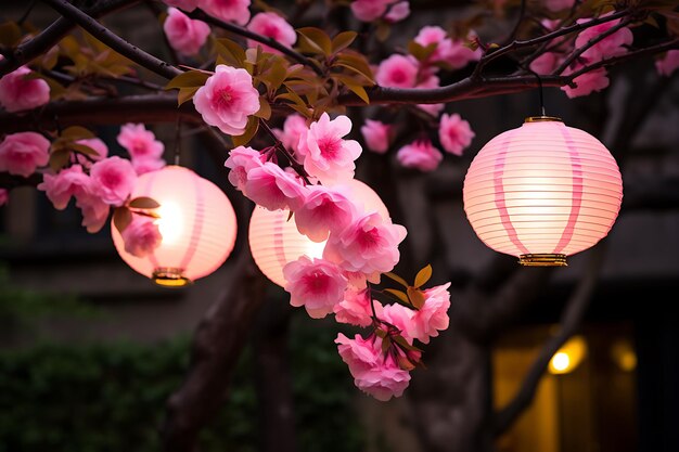 Three pink lanterns