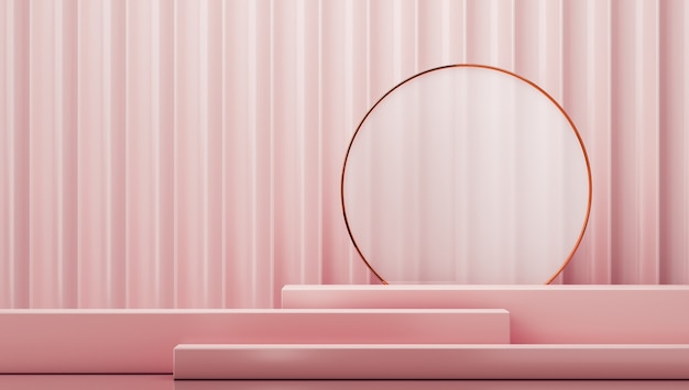 브랜딩 또는 프레젠테이션을 위한 분홍색 지그재그 배경 추상 배경의 3개의 분홍색 플랫폼