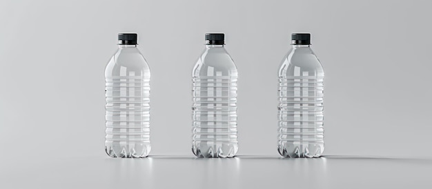 Three Plastic Water Bottles in a Row