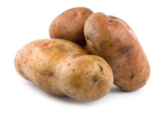 Three potatoes isolated on a white background