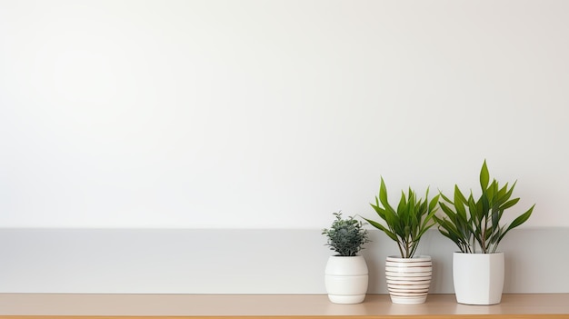 Three Potted Plants Sitting on a Shelf