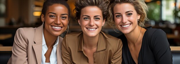 コーヒー休憩をしている3人のプロの女性