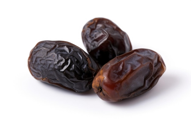 Three raisins on a white background generative AI