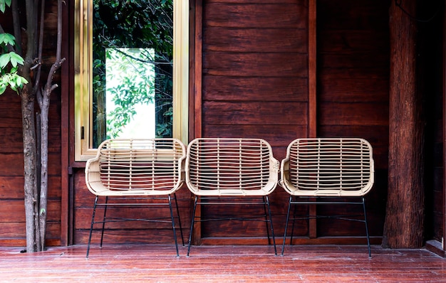 Three rattan chair in balcony