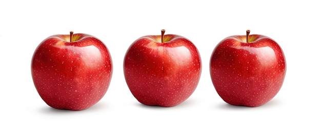 Три красных яблока на белом фоне Генеративный ИИ