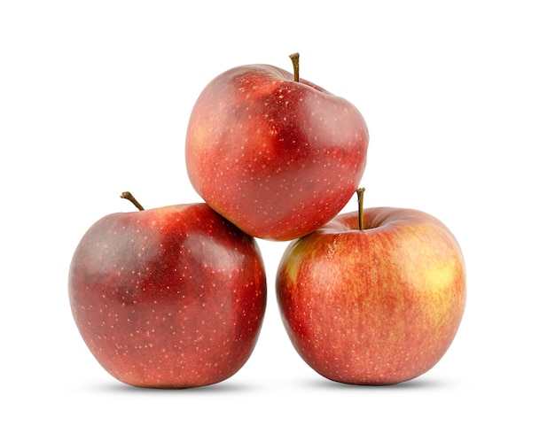 Three red apples isolated on a white background