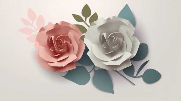 three roses on a white background