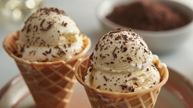 Три ложки мороженого с шоколадными чипсами
