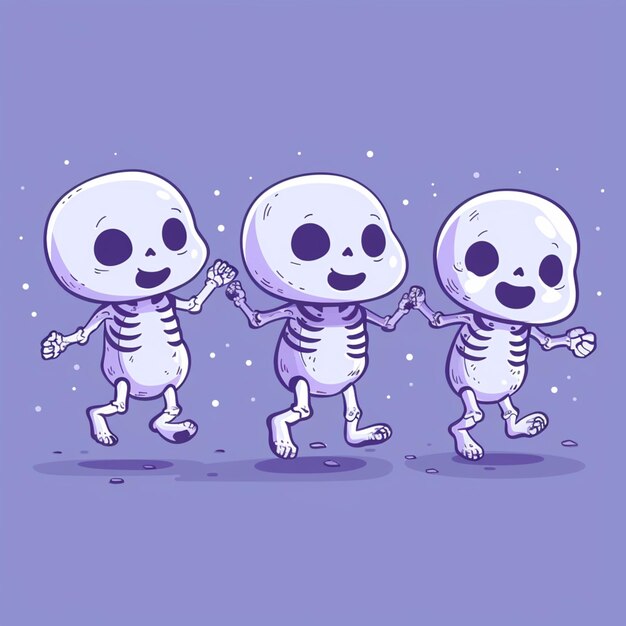 Photo three skeletons with one being a skeleton and the other has the other with the other three on the bottom