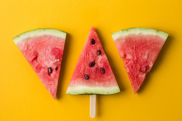 Three slices of watermelon