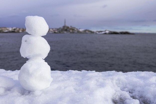 Three snowballs in Lofoten Islands