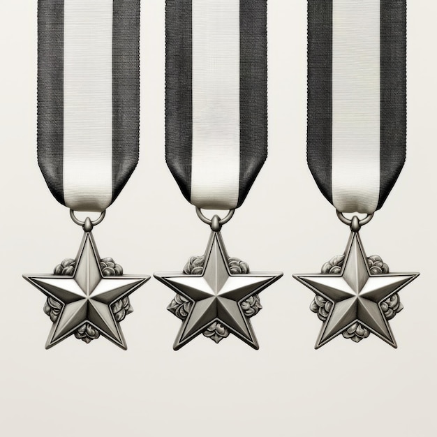 Фото Медали с тремя звездами черно-белые