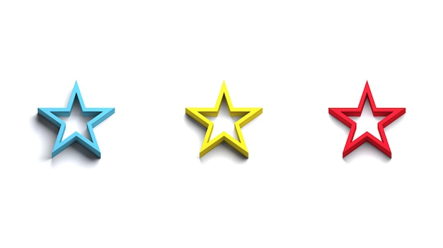 Three Stars blue yellow red colors web symbol 3D icon back to school theme banner