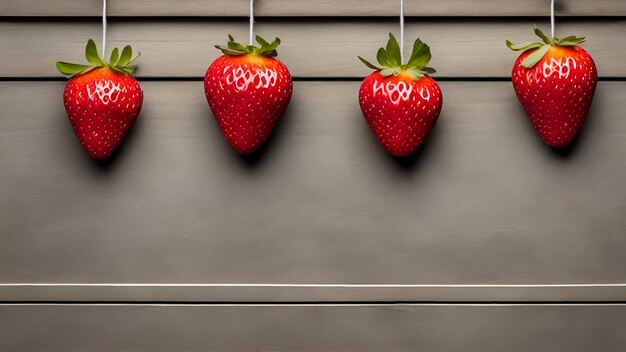 Three strawberries with the word " happy " written on them