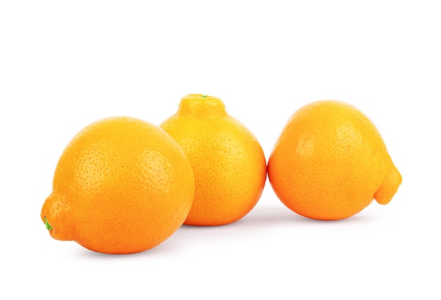 Three tangerines on a white background