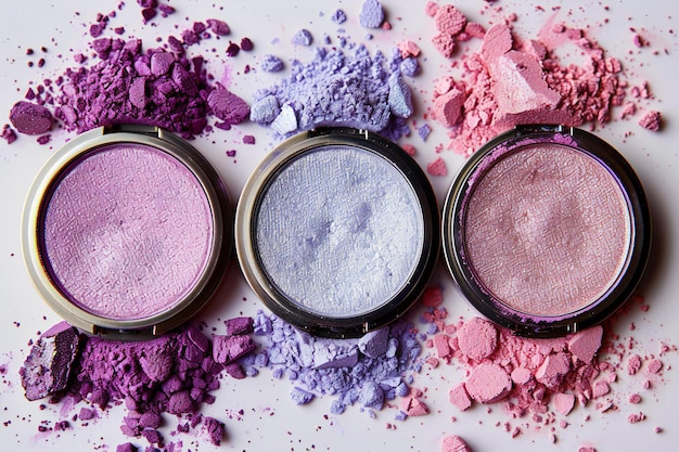 Photo three translucent makeup powders with different colors