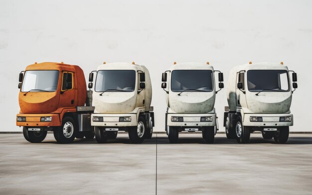 Three trucks are lined up in a row ready for action