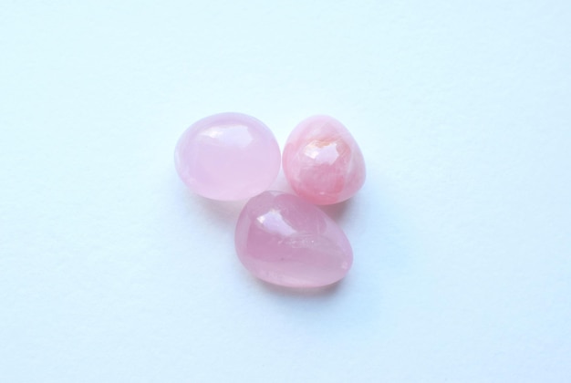 Three tumbled rose quartz stones Semiprecious rose quartz crystals are a love talisman for women