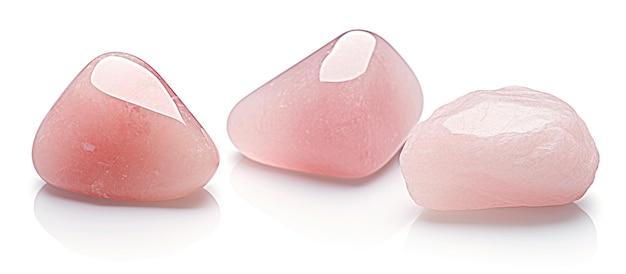 Photo three tumbled rose quartz stones semiprecious rose quartz crystals are a love talisman