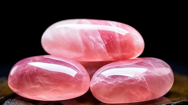 Photo three tumbled rose quartz stones semiprecious rose quartz crystals are a love talisman