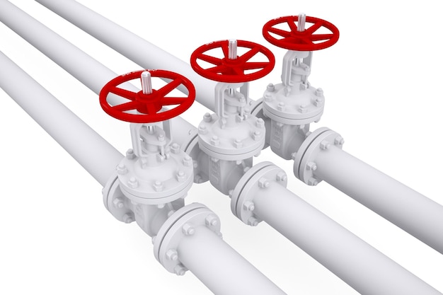 Three valves on the pipeline